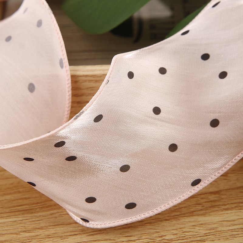 圆点烤边雪纺纱丝带 发饰diy材料服装礼帽鞋花花束包装花边带