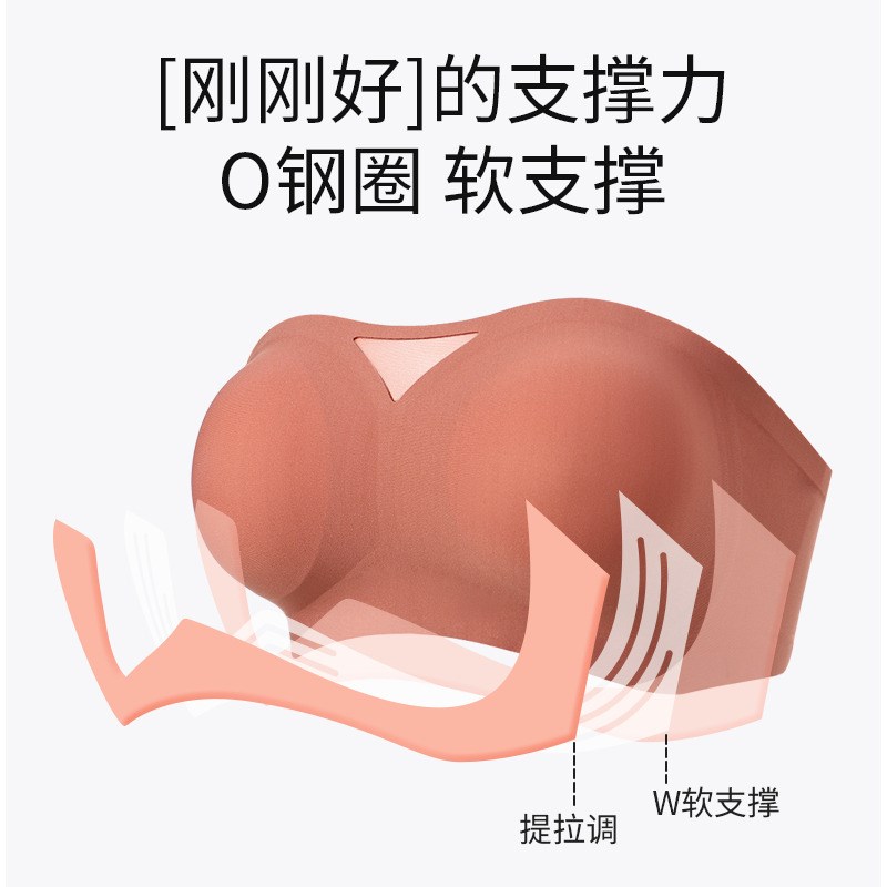 女士无肩带抹胸内衣大胸显小薄款防滑聚拢夏季无痕大码无钢圈文胸