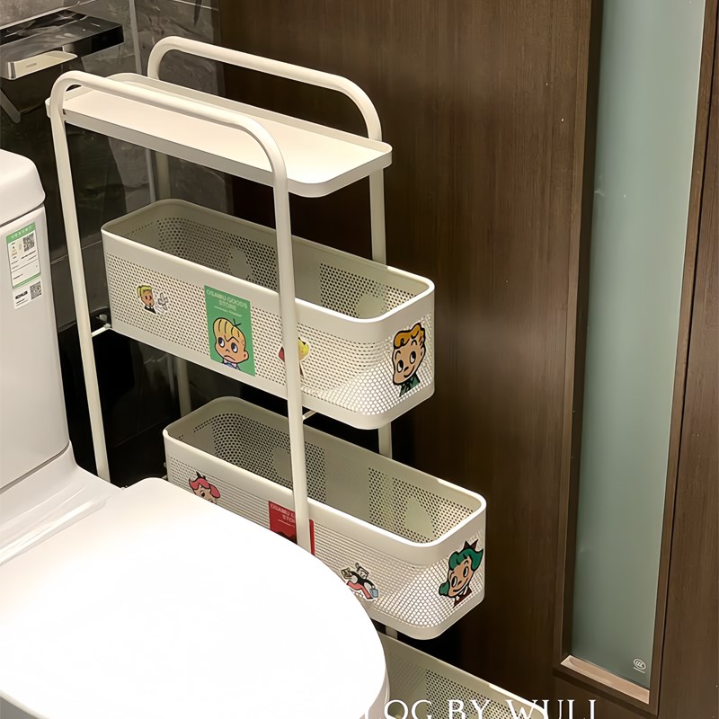 卫生间夹缝置物架浴室厕所多功能落地多层收纳架不锈钢小推车架子