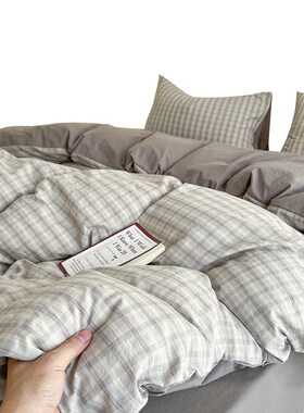非全棉双层纱被套单件被罩180X200X23学生宿舍单人被单四件套