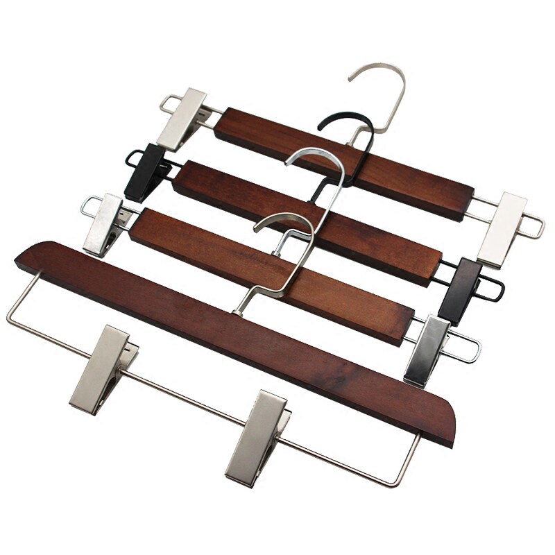 实木裤架裤夹子服装店男女裤挂家用包邮无痕儿童木质衣架定制logo