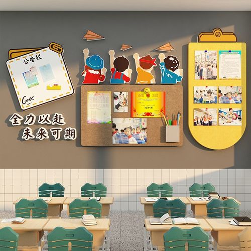 毛毡公告栏照片展示黑板报托管班务级布置教室装饰文化墙贴纸互动