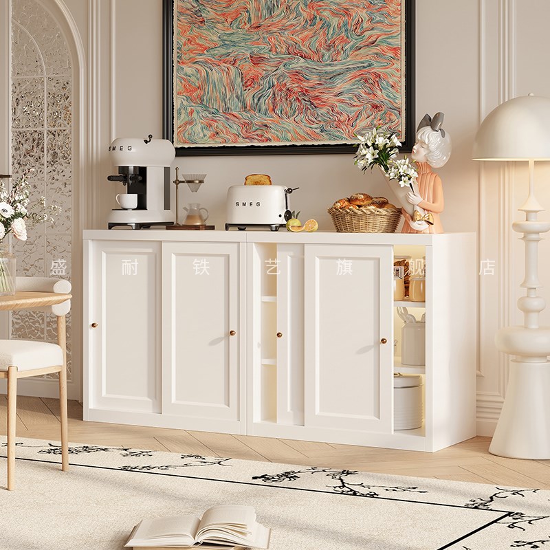 钢制餐边柜客厅推拉门储物柜置物柜家用厨房碗柜墙边收纳柜茶水柜