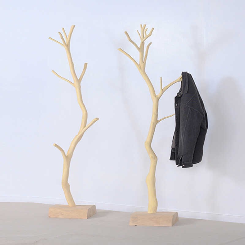天然实木树枝衣帽架原木去皮树干落地挂衣架简约室内摆件树杈装饰