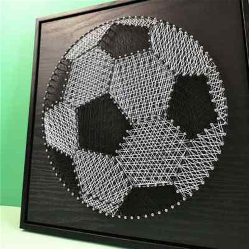 足球纱线画 diy手工制作材料包 钉子绕线画 家居装饰摆台挂墙成品