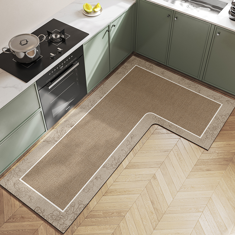厨房地垫2024新款防滑防油可擦免洗垫子门口l型吸水耐脏专用地毯