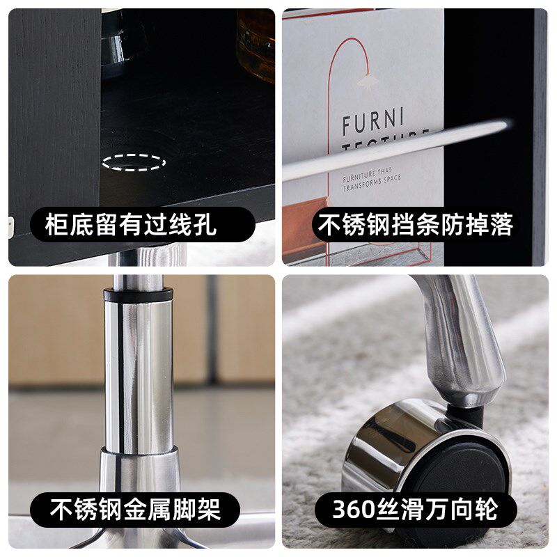 可移动全身镜卧室实木落地镜一体家用客厅可旋转穿衣镜子收纳边柜