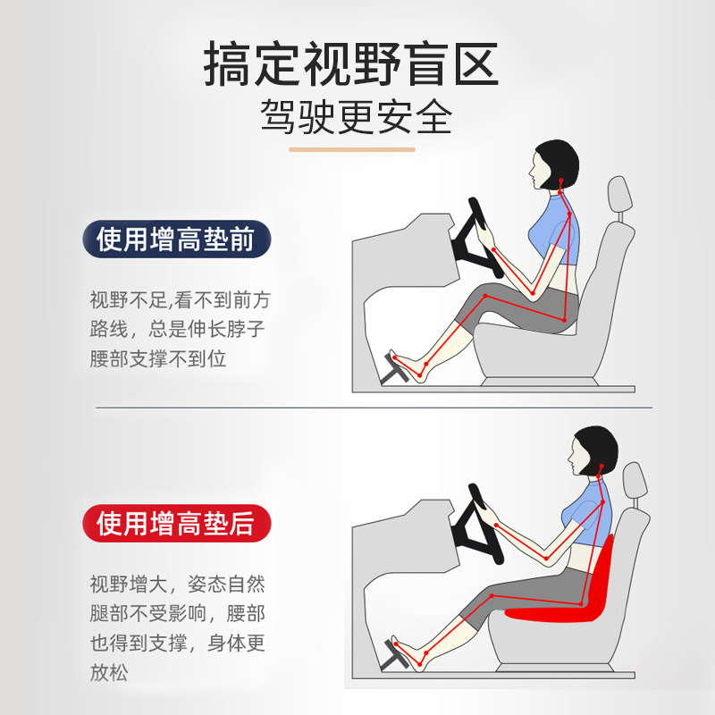汽车增高坐垫主驾驶小个子女司机开车座椅座垫腰靠坐靠一体垫