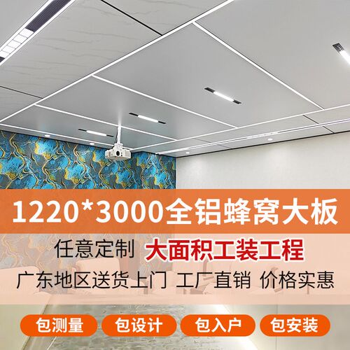 集成蜂窝大板吊顶整o装办公室工厂大面积商铺工程铝蜂窝板铝扣板
