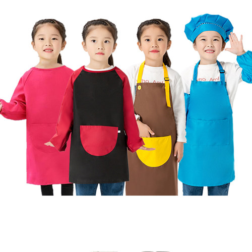围裙儿童厨师服套装幼儿园画画小朋友美术护衣防水绘画罩衣定制订