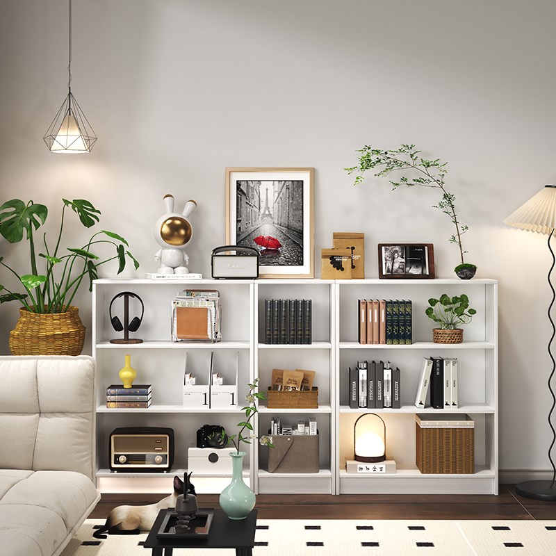 实木书架落地置物架家用客厅多层收纳架子简易储物柜子靠墙展示架