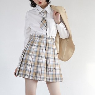 中牌 长袖衬衫JK制服基础款格裙百搭白色衬衫学院风现货甜美衬衫
