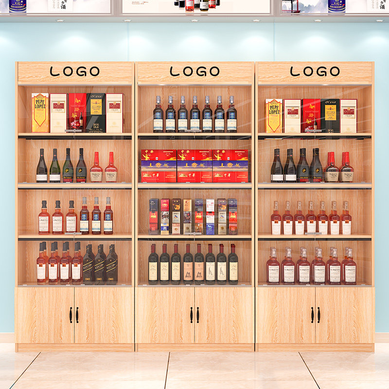 玻璃烟酒柜展示柜超市便利店货架多层置物架靠墙背柜产品陈列柜图片