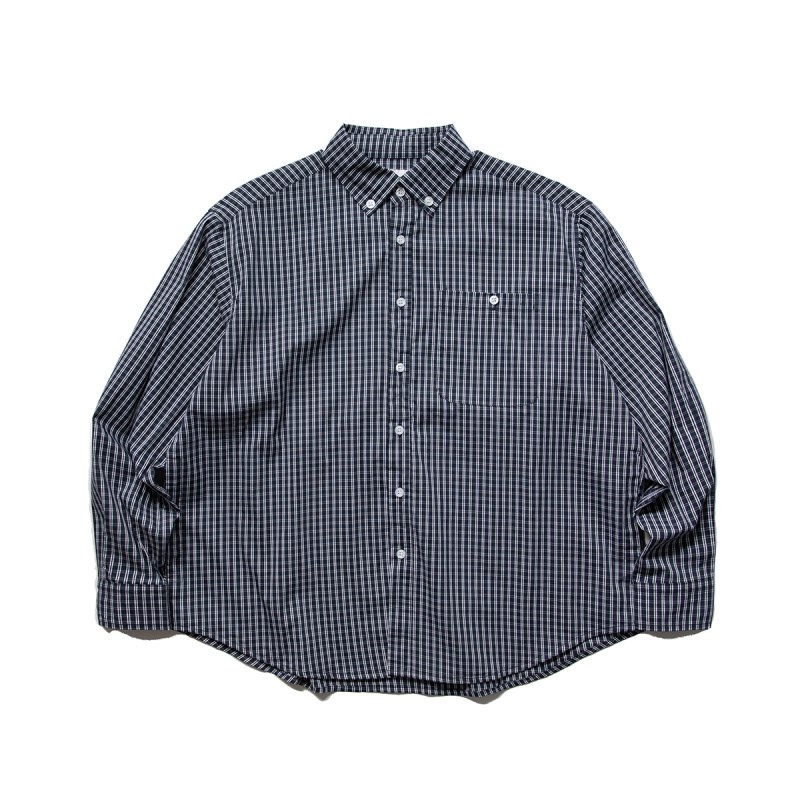 日系秋季廓形简约小格纹宽松垂感衬衫男免烫抗皱宽松衬衣秋天寸衫