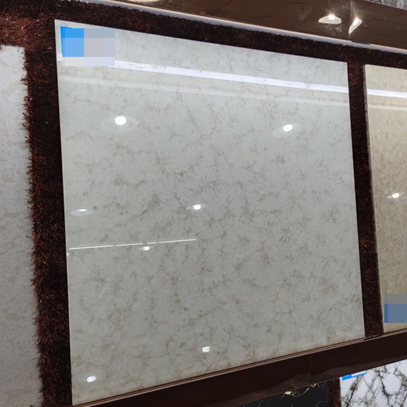 800亮光浅米白爆米花微晶石瓷砖 客餐厅厨卫过道简约现代地砖室内