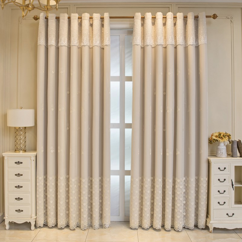 现代简约窗帘双层小清新布纱一体加厚布料全遮光卧室客厅定制成品