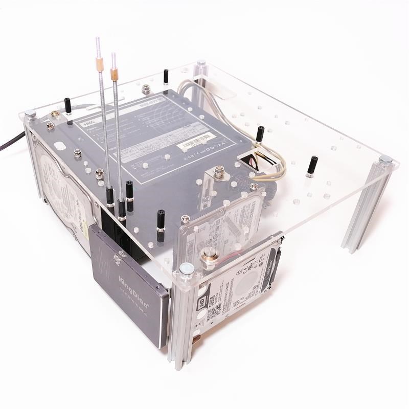 itx台式matx电脑机箱透明亚克力板玻璃全透atx简约开放式主板托架