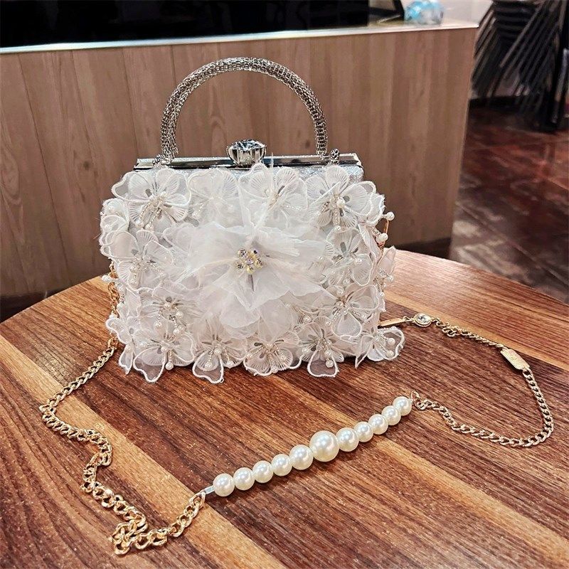 甜美仙女风花朵镶钻手提包2024秋新款潮女包单肩斜挎小包珍珠链条,箱包皮具/热销女包/男包,通用款女包,淘宝优惠券,粉丝福利购,淘宝优惠卷