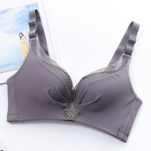 80B95D大码 大胸显小薄款 文胸聚拢收副乳无钢圈防下垂厚内衣 胖M