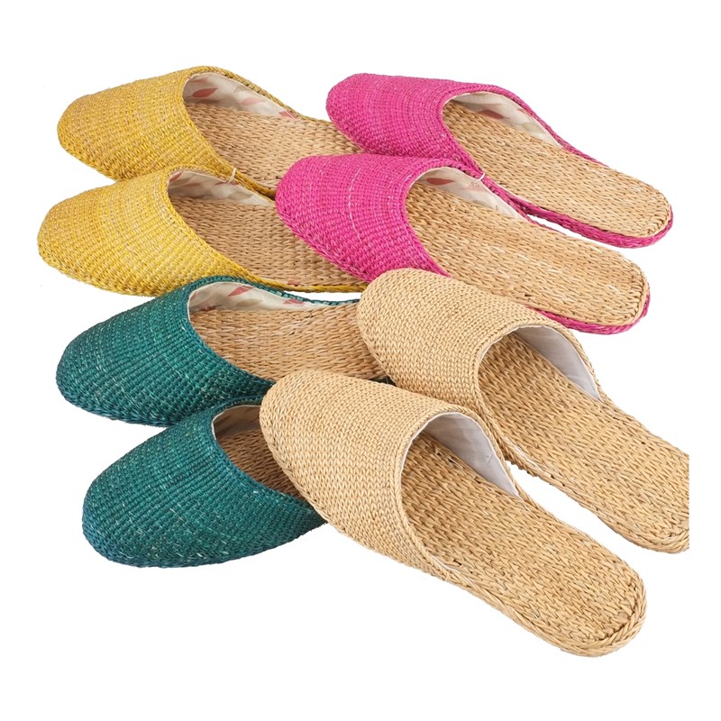 徐行工艺女款草编经典简约4色手工室内居家黄草凉拖家居草底拖鞋