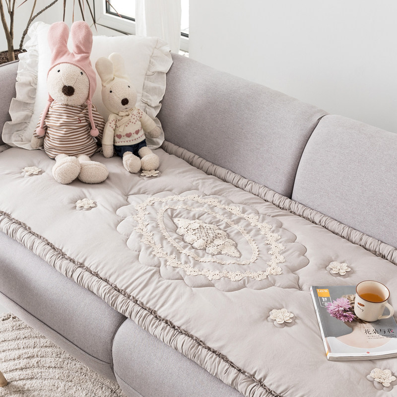 韩国褶皱花边刺绣蕾丝贴布花朵布艺纯棉全棉防滑沙发垫坐垫椅垫子,居家布艺,沙发垫,淘宝优惠券,粉丝福利购,淘宝优惠卷