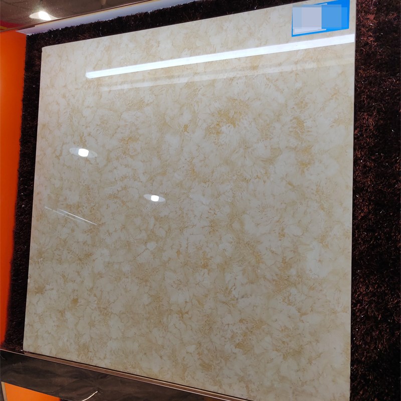 800亮光中黄色爆米花微晶石瓷砖 客餐厅厨卫过道简约现代地砖室内