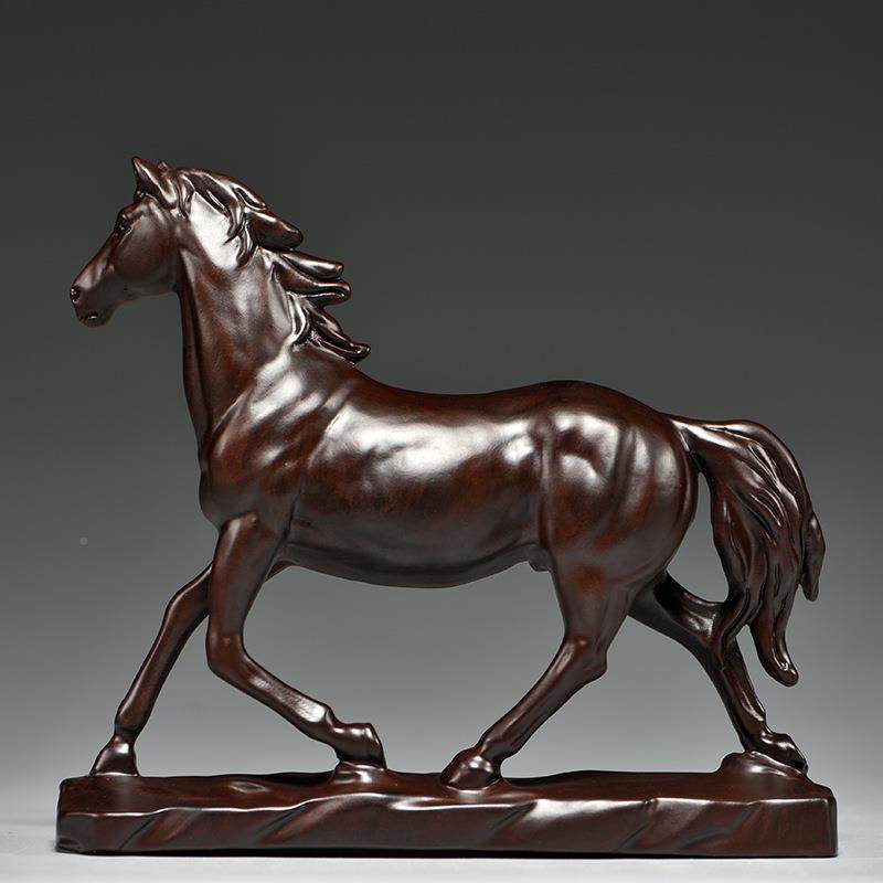 黑檀木刻雕马摆居件GG01666马到成功实木质马生肖家公室桌面装办