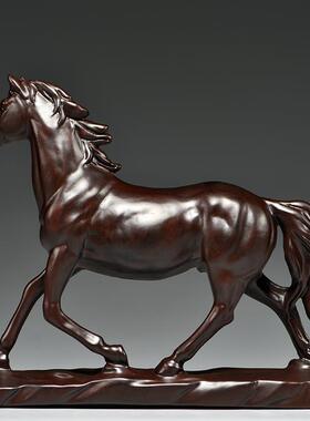 黑檀木刻雕马摆居件GG01666马到成功实木质马生肖家公室桌面装办