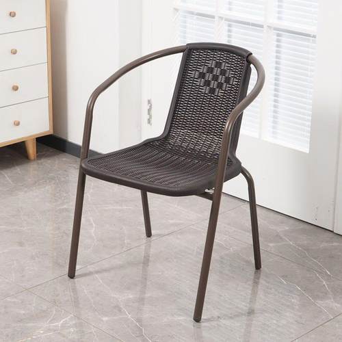 户外藤椅台阳休闲椅子靠背椅院家用椅庭塑编5454藤椅办公餐椅宿料