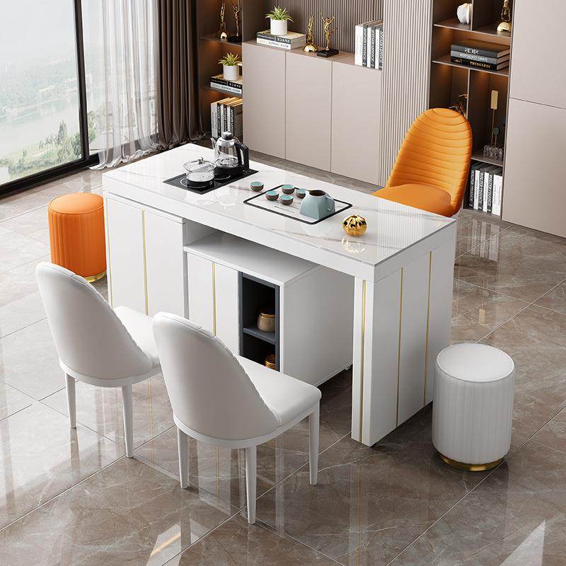 岩板茶桌椅组合代简轻奢石约板家用阳台小茶泡台旋BOP转茶桌办公