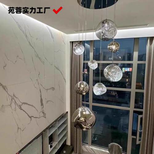 意式客厅灯熔岩吊灯计师款222别墅复设式楼梯lof公寓挑t高客厅大