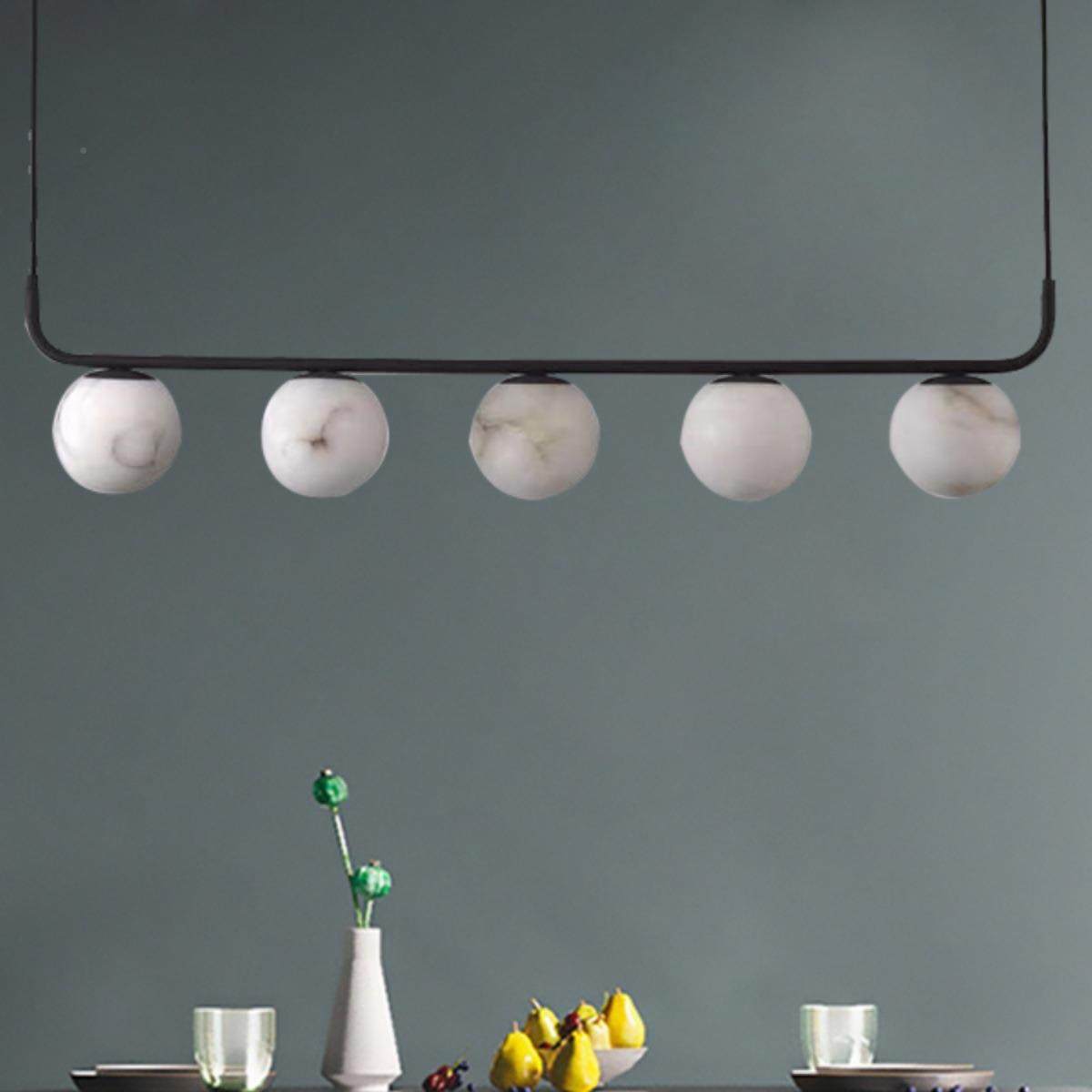 诧寂中古条风餐厅吊灯餐客厅西班牙云石长灯设灯计桌师岛台灯952