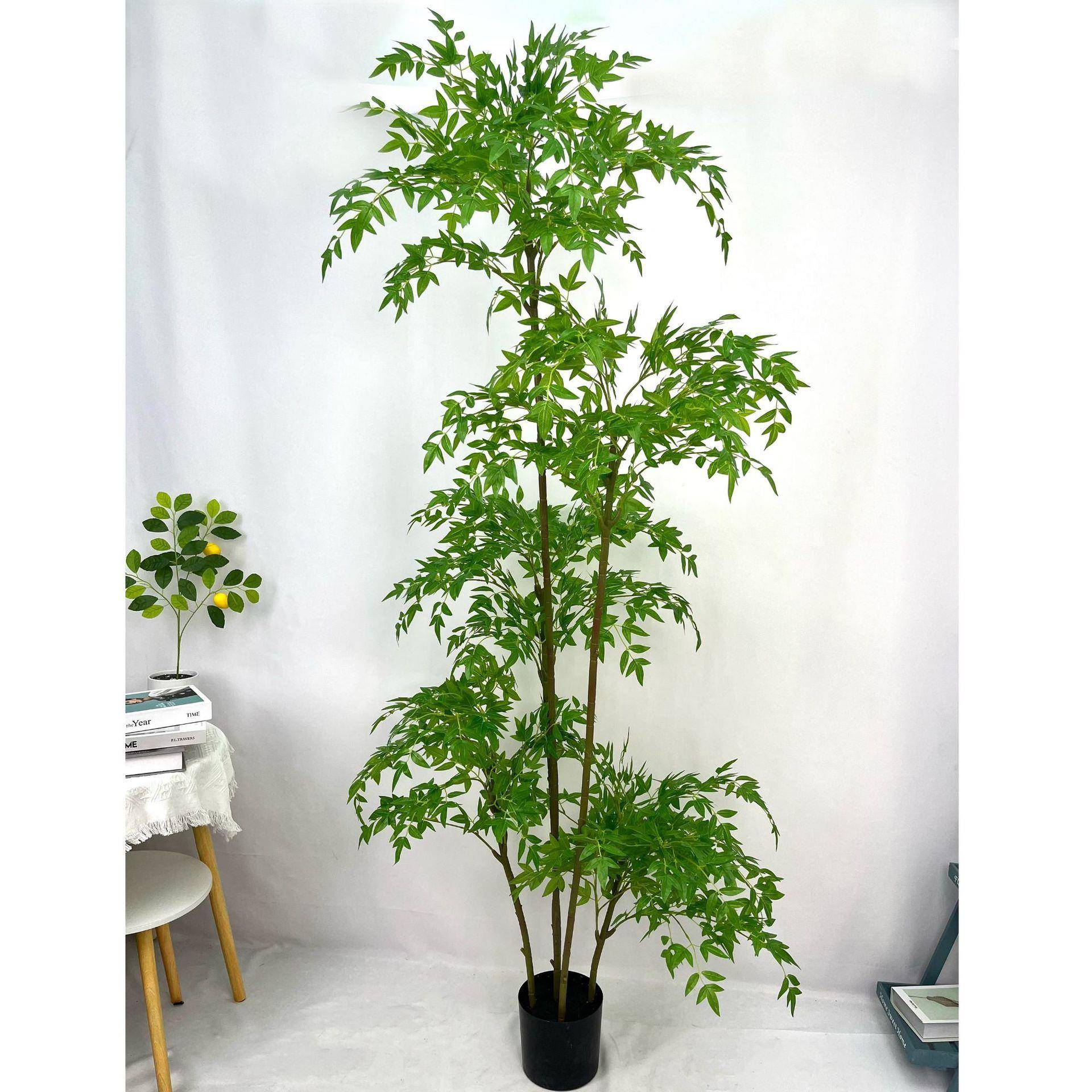 端轻奢仿生假植物盆栽仿真绿植南天竹客厅装树摆饰假件20230319花