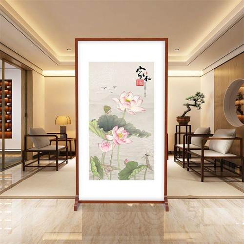 富贵九鱼图进入户玄关隔断客型DZF小户遮挡门座厅屏中式酒店屏风