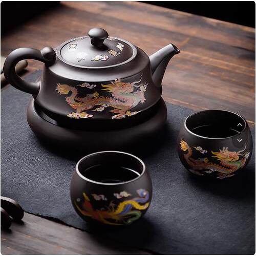原矿手工变色紫砂意壶容量520M公L42泡茶大龙凤出如水鸟叫声司送