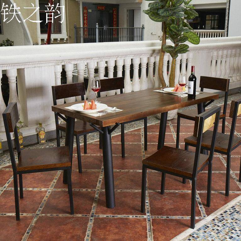 美式乡村铁艺餐椅实木餐靠背餐椅厅时尚大方复古0024做旧桌餐椅子