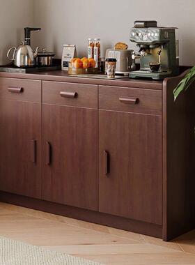 实木餐柜边收靠墙一体酒柜茶水厨房橱柜客OEQ厅置物柜柜子储物柜纳柜