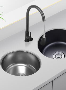 sink厚尺304阳不锈钢小寸吧台水槽台加厨房洗菜池水槽小单槽圆形