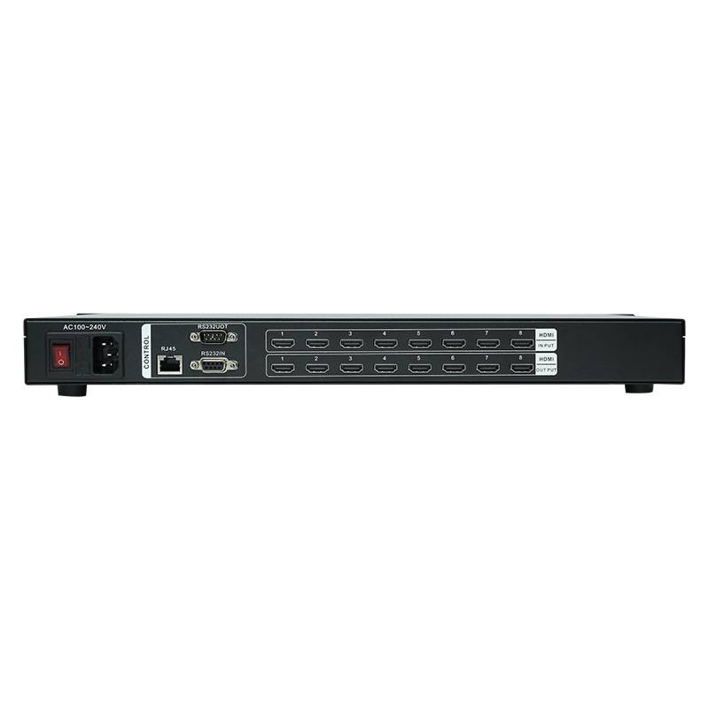 hdmi/dvi矩阵切换器8进8出高清4K音视频数字混合拼接屏控制处理器