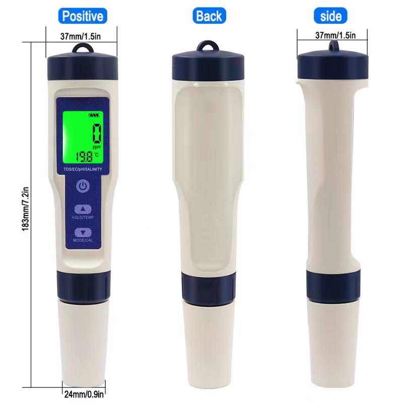 YPPS高精度质盐度计PH/TD水/EC/盐度/水温水产养殖鱼缸水质测检笔