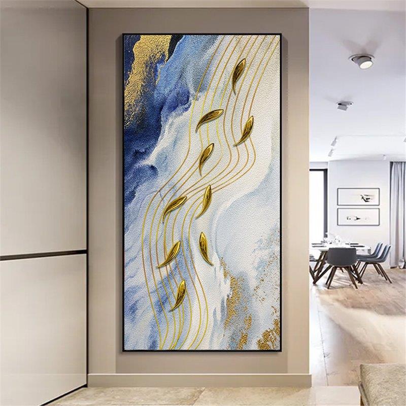 鱼手入油画肌理户玄关装饰画走廊绘过道挂画简ERTUI-24约客厅沙发