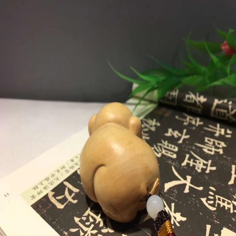 黄木猪把件文玩02把玩件制雕杨刻工艺品创意挂木件厂家直供手文创