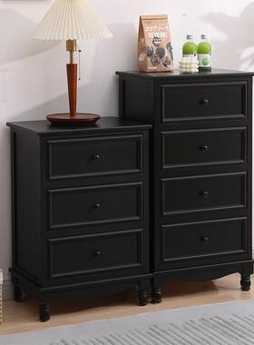 3Y斗柜J518实美式纳储子收物柜卧室床尾柜客厅靠墙小柜置物黑木色五斗