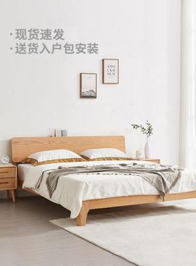 .JBA床双人18米代简约主卧童大床橡胶木1现.5家用儿单人1米实木床