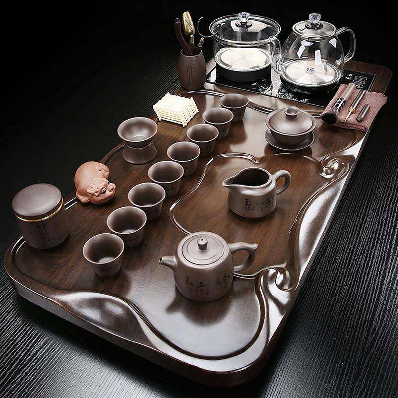 加厚实木茶盘高档家用体大茶上水台烧水壶LQZ全自动新款茶具一整