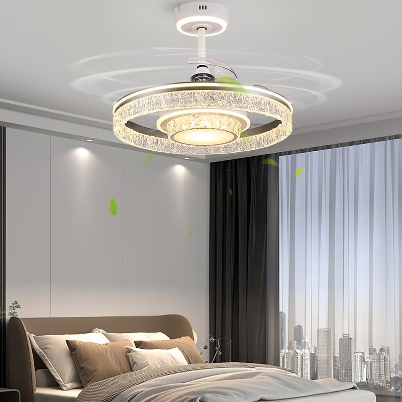 冰裂纹吊灯家扇灯隐形风扇灯2025新款轻餐奢吊卧xuniu-86室厅用一