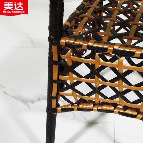 藤小室内阳台仿圆桌现代简约藤编圆桌中301台钢管塑料仿藤闲休泡