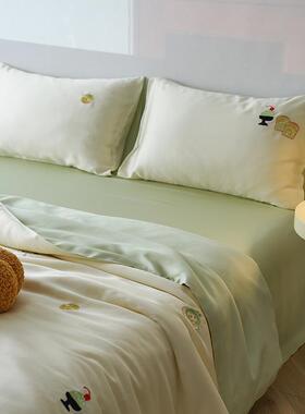 A类丝~冰爽丝滑裸睡新100支MP20小清床天上单被套四件套夏季床床