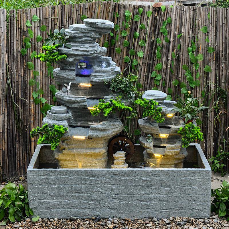 户外庭院大园型假山循环流水喷泉水落地观摆件花TCG院子系景鱼池