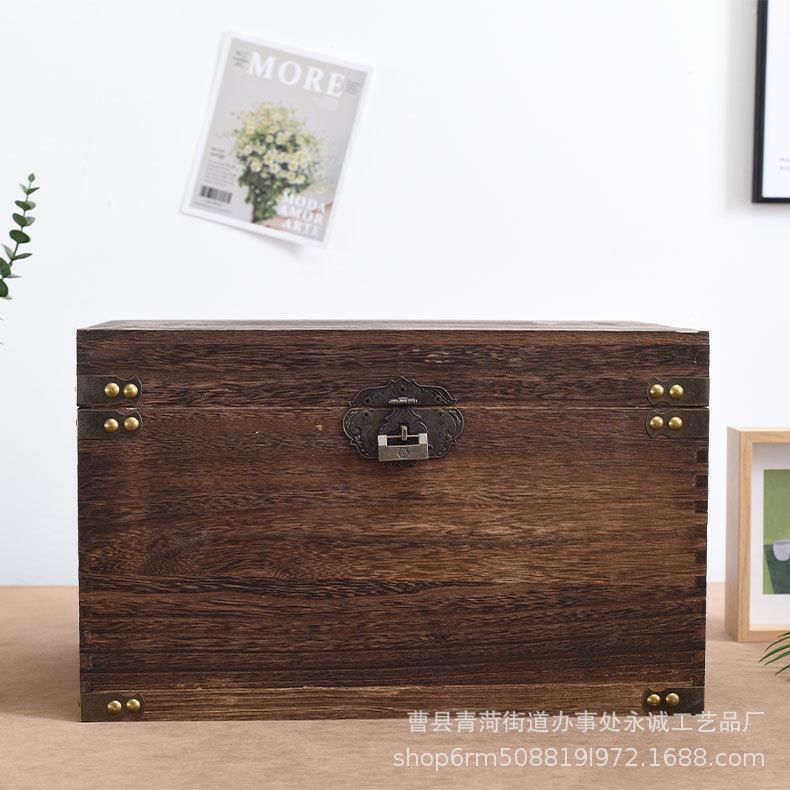 木质纳箱古翻盖用带锁木盒收收纳箱家收纳复包装盒杂物整理12.8收